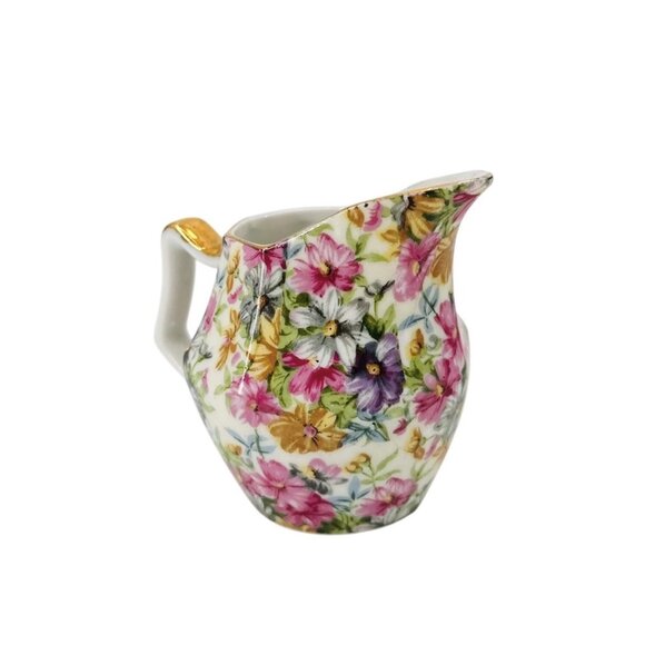 Vintage Nippon Yoko Boeki Cream And Sugar Dish Set Servers Pink Floral JAPAN - Picture 3 of 14